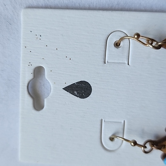 Wooden Teardrop Earrings with Blue beading Accents. - Picture 3 of 5